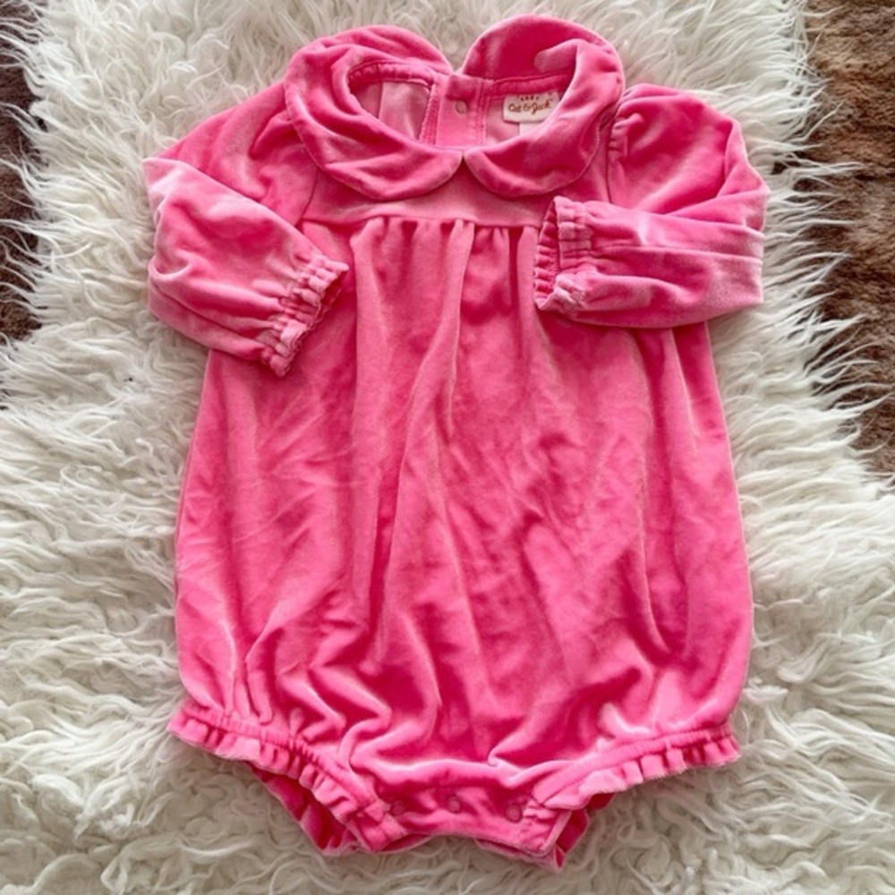 Baby Girl Cat & Jack Target 3-6 months Hot Pink Velour Velvet Onesie